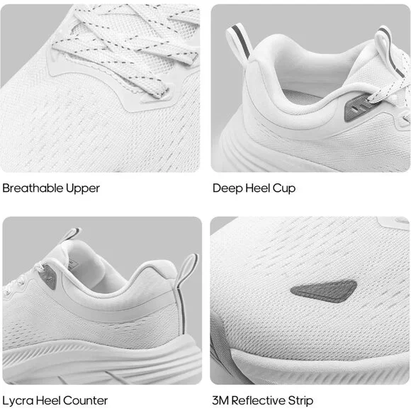Men's White Shoes Running Tennis CushioningGym Workout Comfortable Sneakers